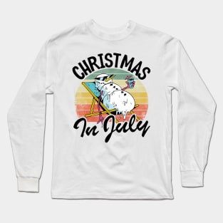 Melting Snowman Vintage Funny Christmas In July Long Sleeve T-Shirt